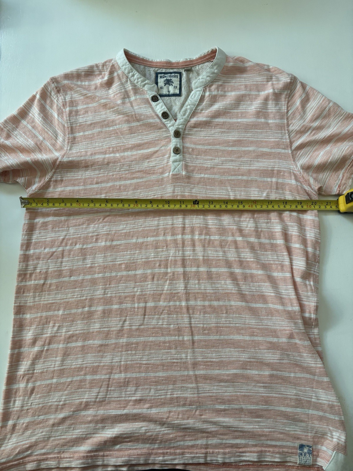 Mantaray / Debenhams Orange And White Textured Stripe Henley Size M – RARE UK