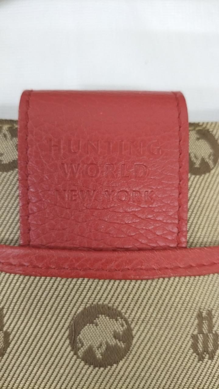 Hunting World canvas shoulder bag beige × red Used