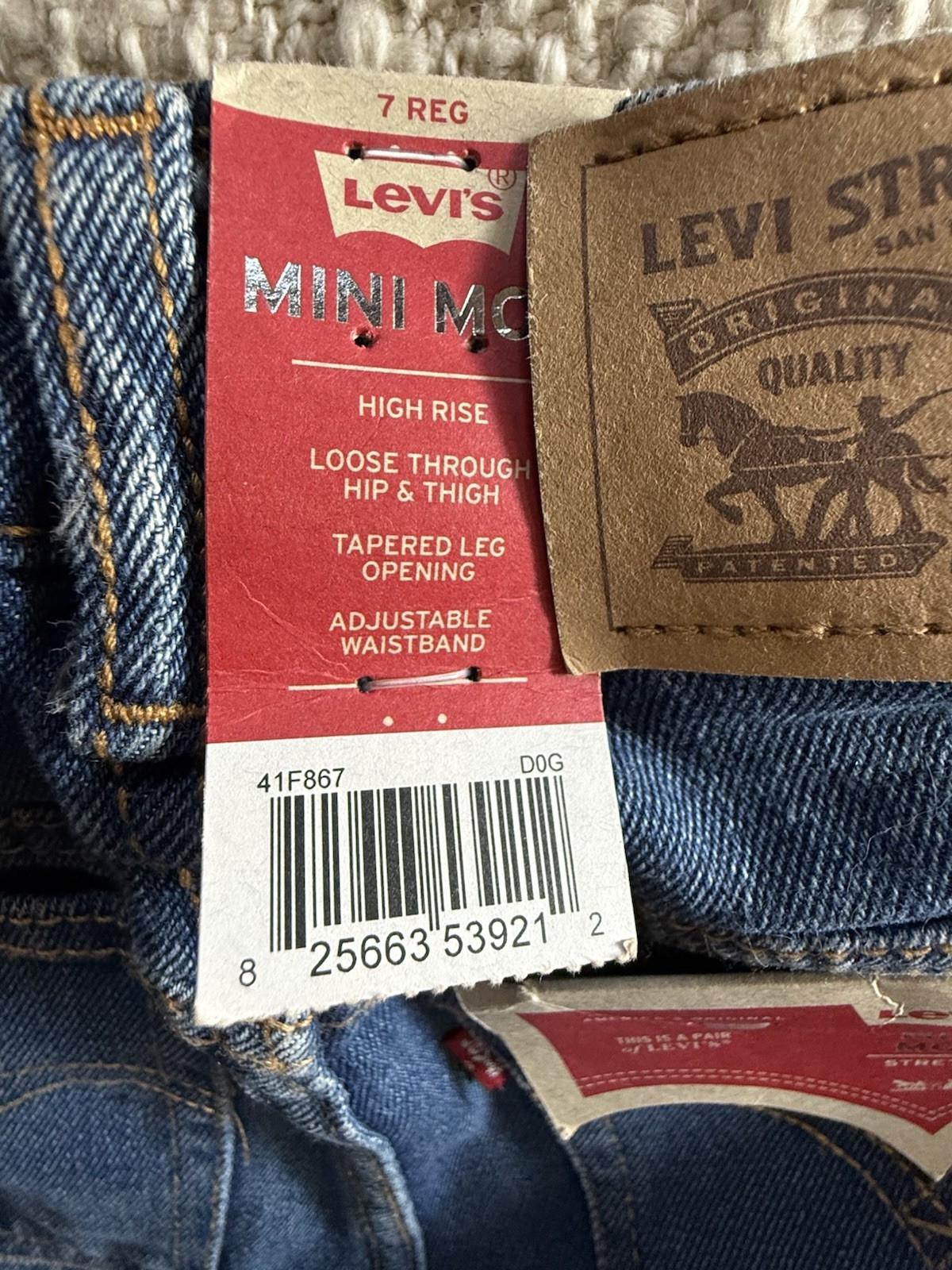 Mini Mom Stretch 7 Reg High Rise 7 Reg Levi Jeans Girls NWT Repreve Free Ship