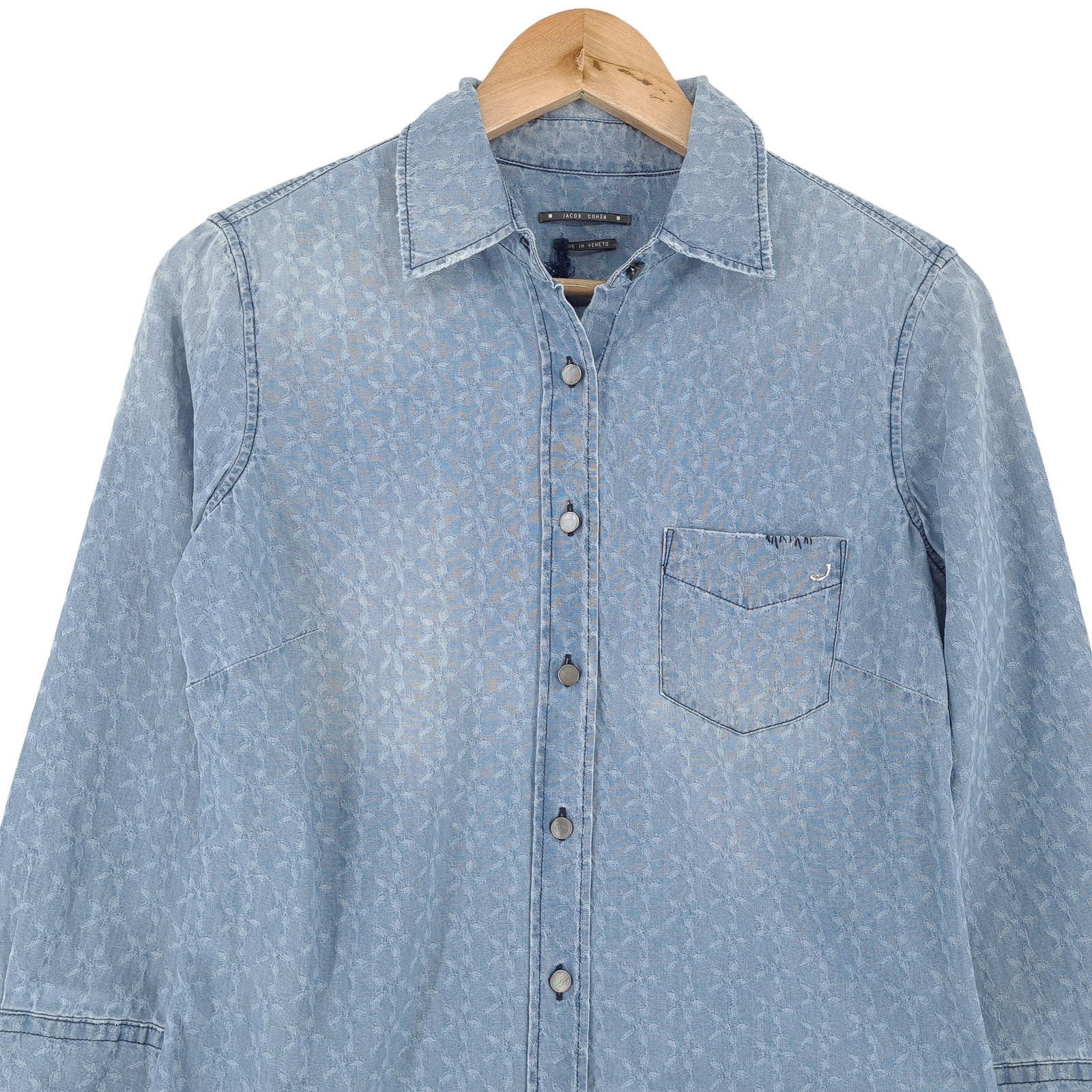 Jacob Cohen Denim Shirt Blue Geo Button Up Casual Everyday Women Lt1 Size S