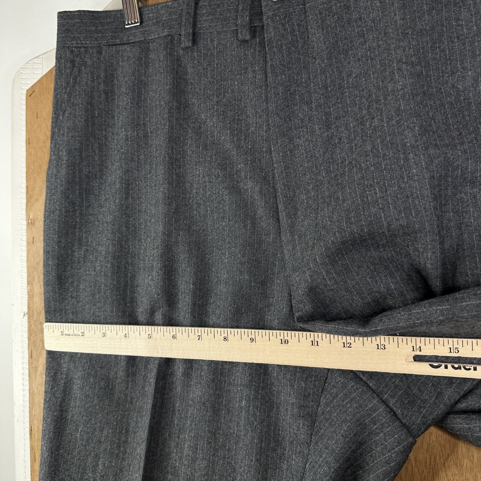 VTG Hickey Freeman Suit Mens 42L Gray Pinstripe 3/2 Roll Pants 36×34 flannel