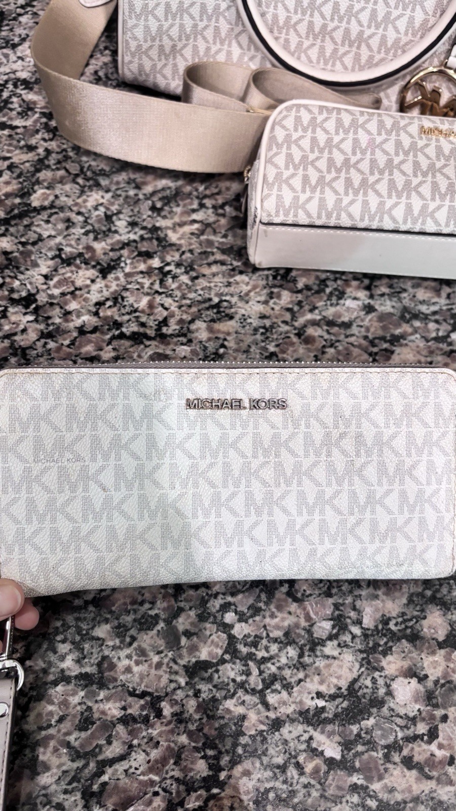 Michael Kors white purse set (authentic)