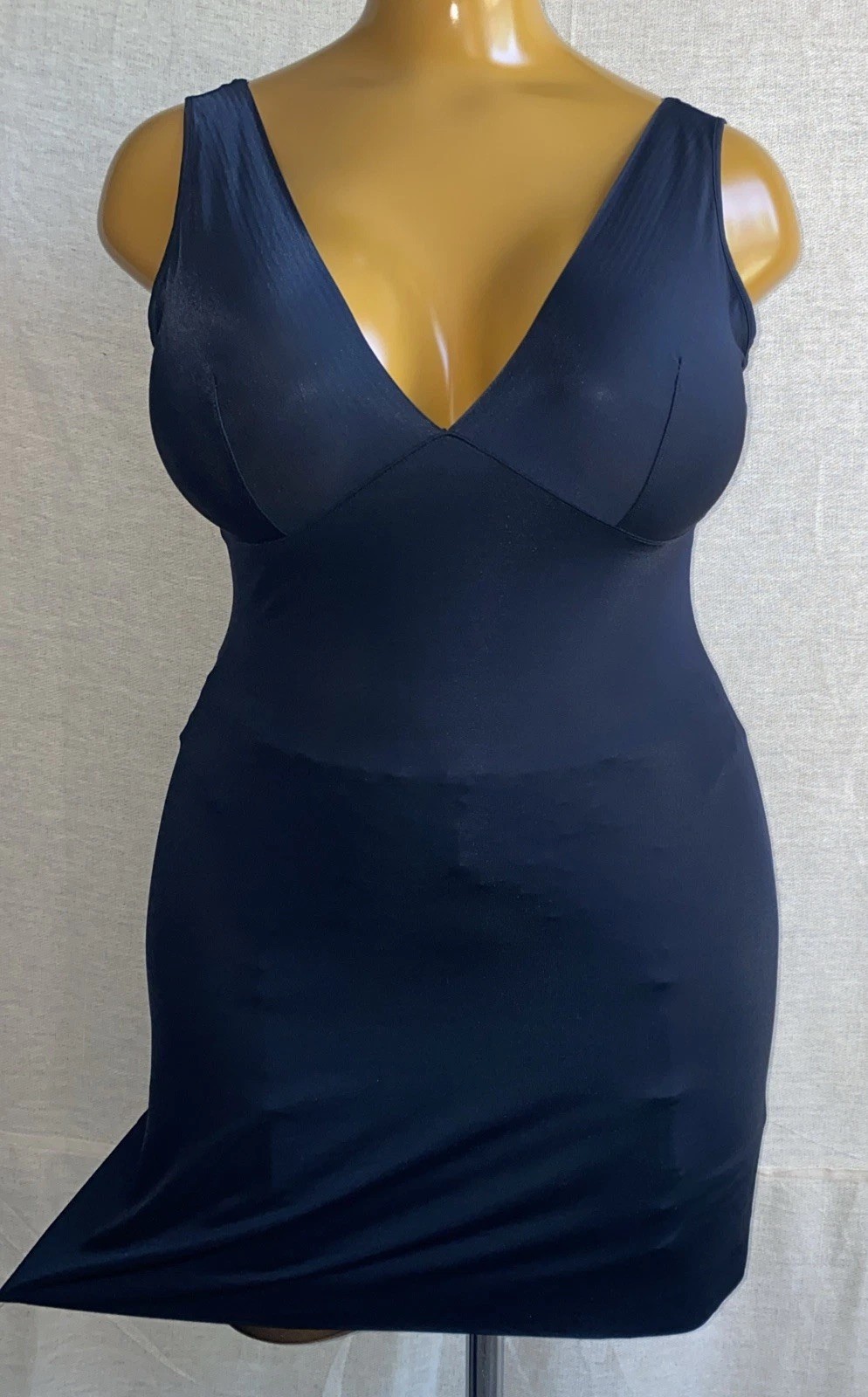 M&S Shape Wear Slip, Black Slippery Satin Nylon, UK 18