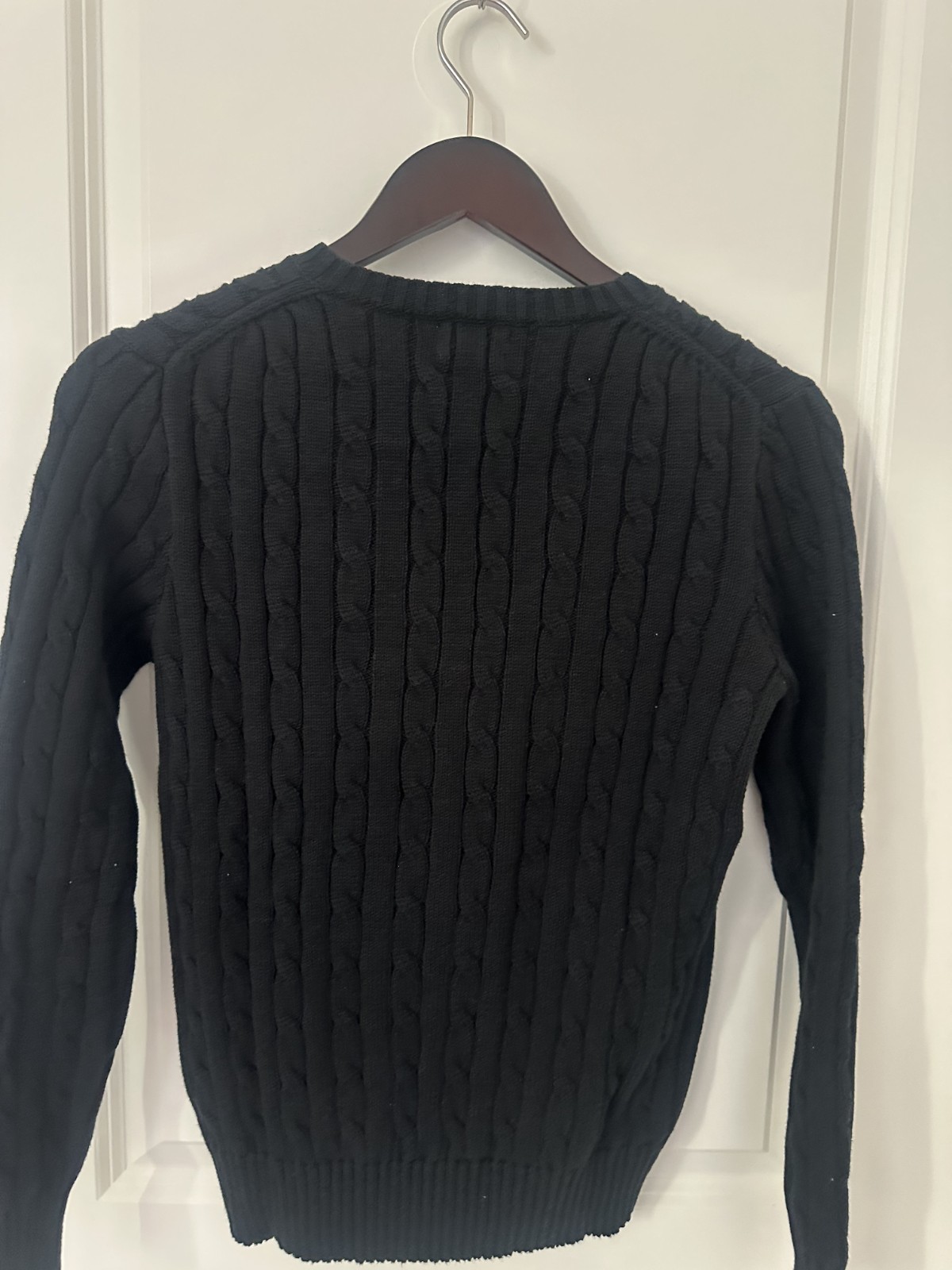 Polo Ralph Lauren Women’s Black Cotton Cable Knit V-Neck Sweater XS