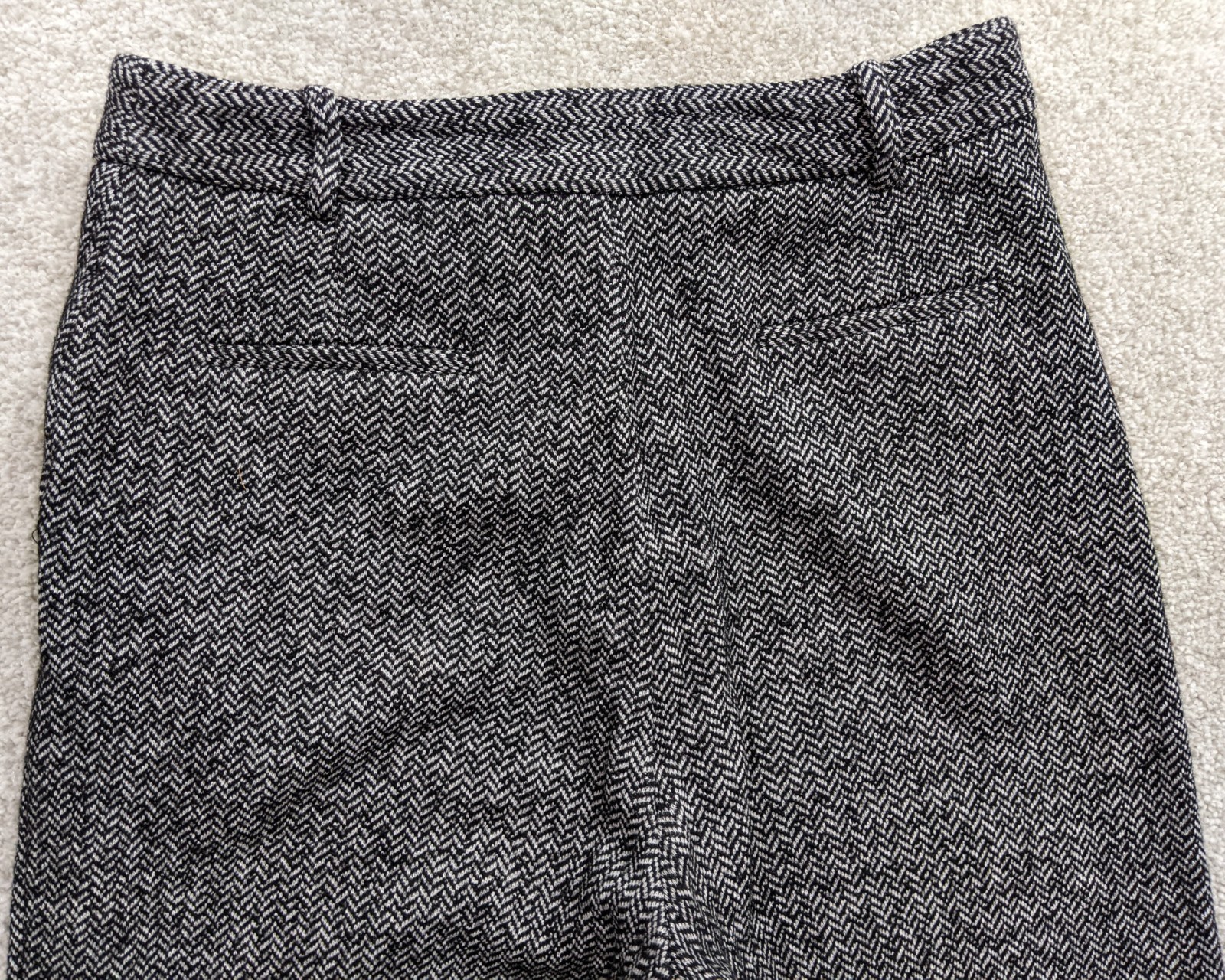 Hobbs London Italian Fabric Wool Blend Herringbone Trousers UK 10 Grey Wide Leg