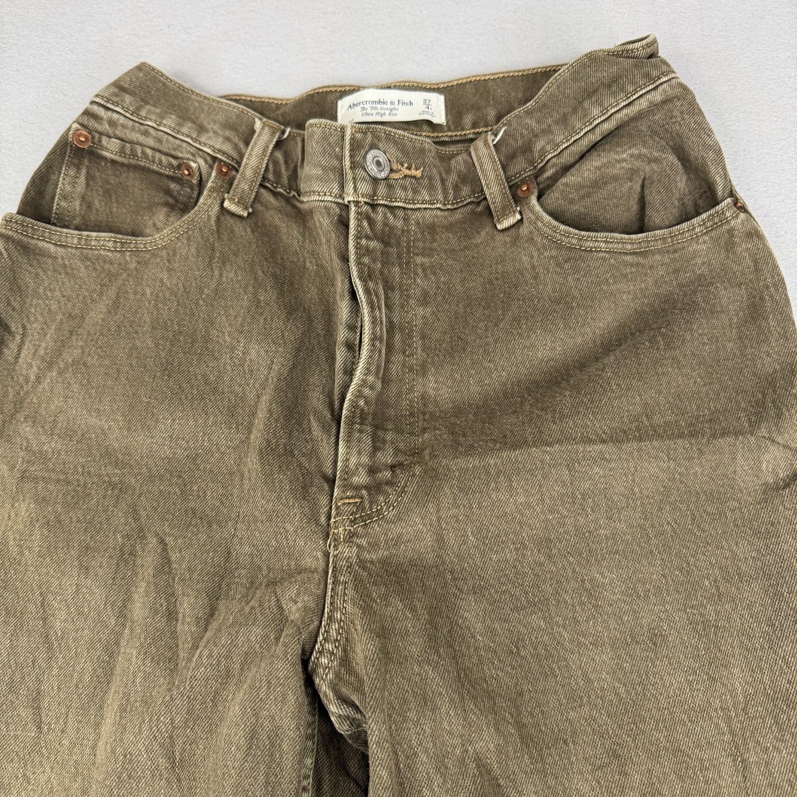 Abercrombie The 90s Straight Ultra High Rise Jeans Brown Curve Love 27