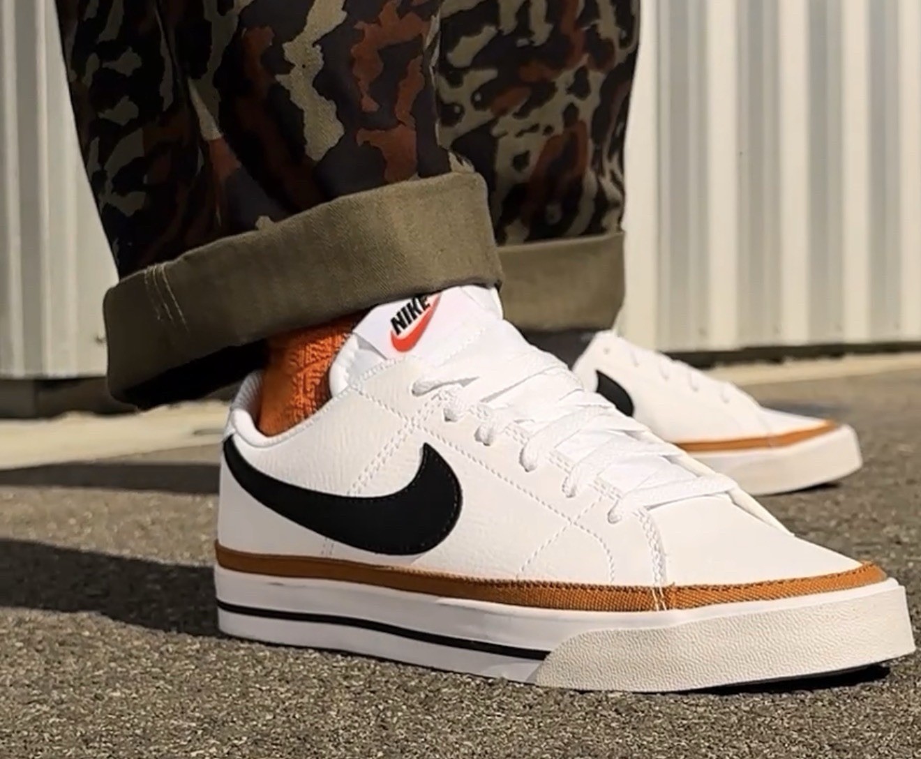 Nike Court Legacy Next Nature Women’s Sneakers in White/Brown/Black. Size 10