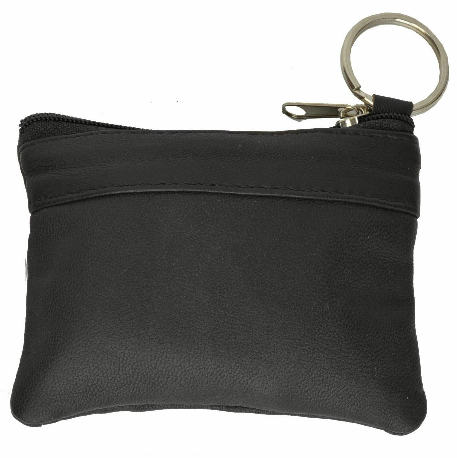 Leather Coin Purse / Mini Wallet / Key Pouch – 2 Zippered Sections
