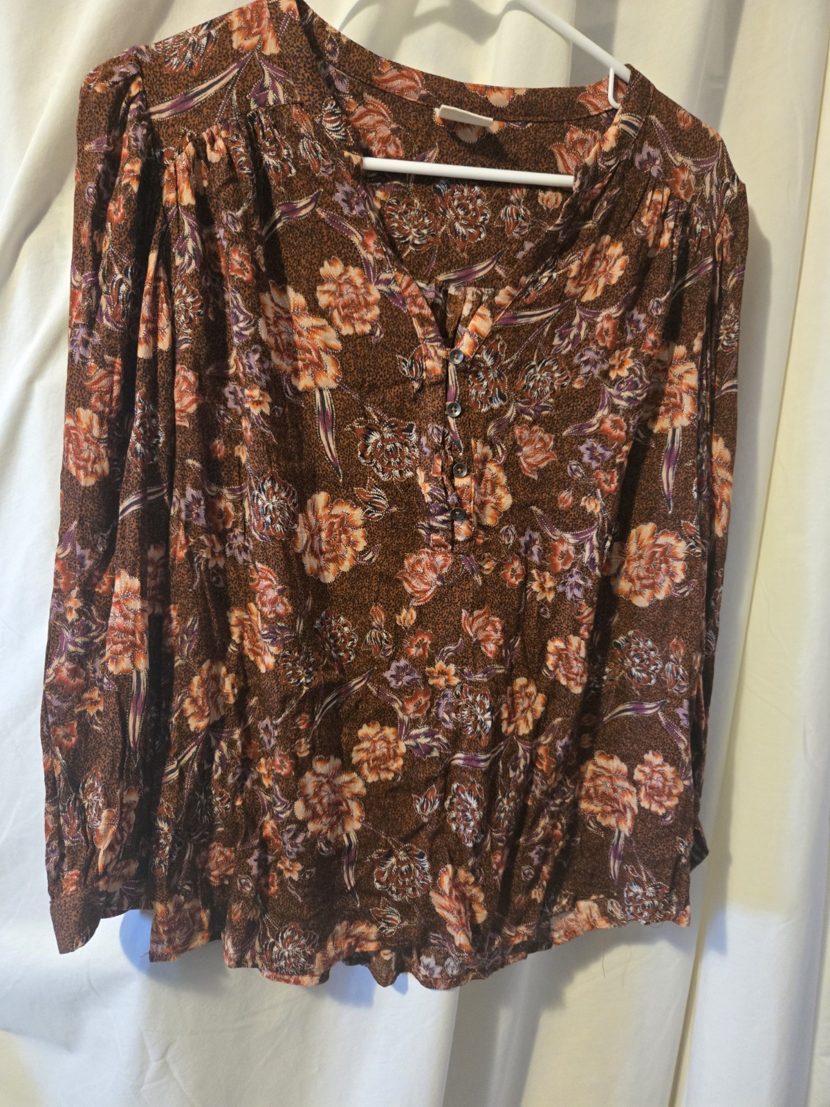 Good Hart Women Blouse Matilda Jane Floral Orange Red Purple Espresso Brown Sz S
