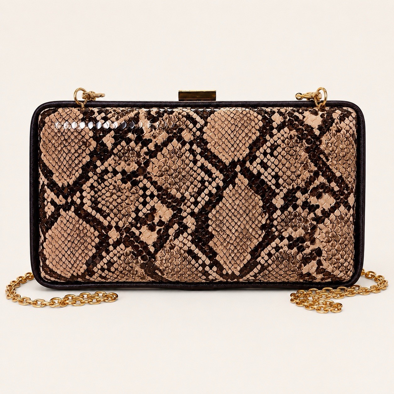 Urban Expressions Designer Snake Print Box Clutch Quiet Luxury Wedding Guest NWT