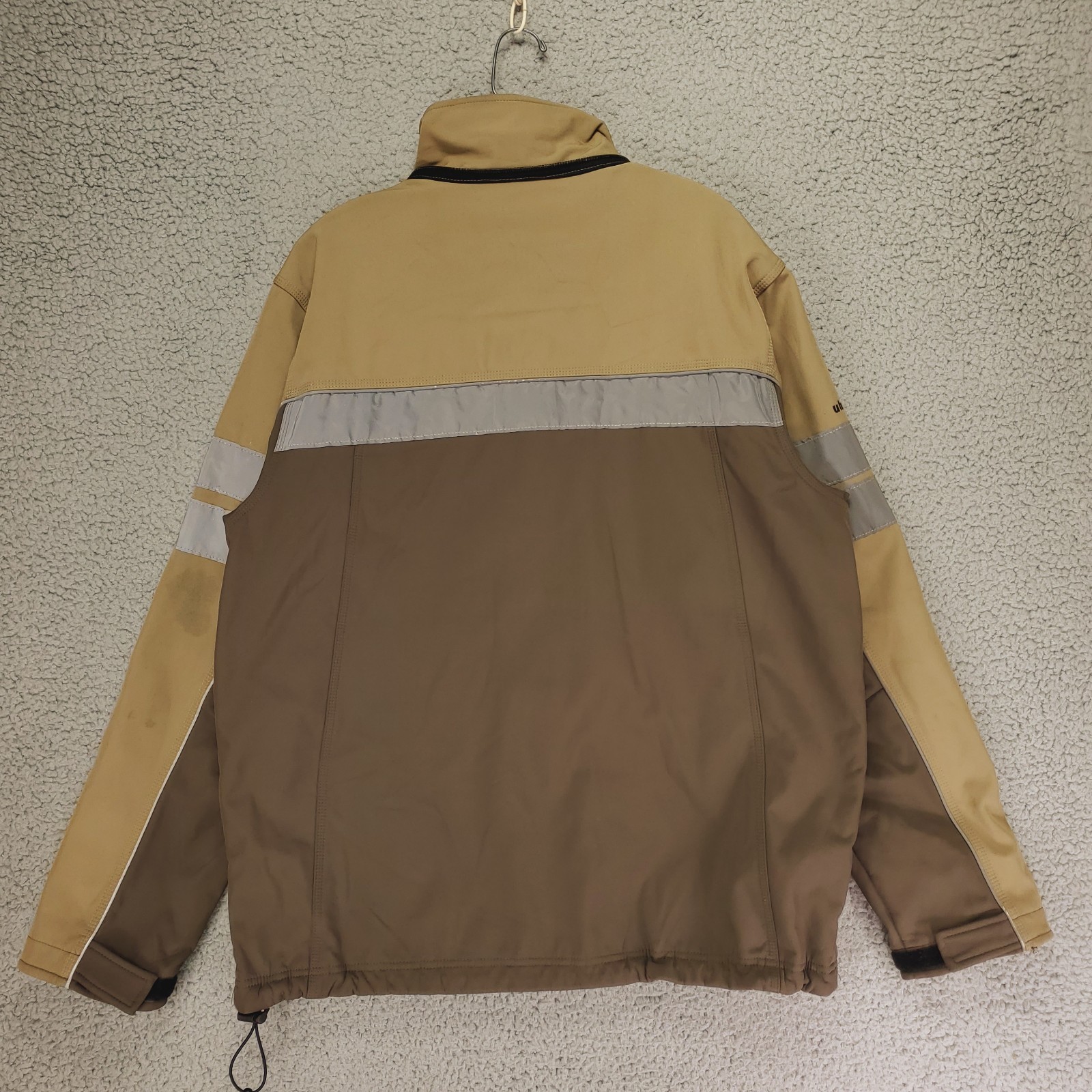 U-HAUL Jacket Mens XL Beige Brown Reflective Full Zip Softshell Workwear