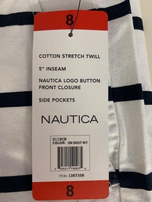 Nautica Striped Shorts Dark Navy/White Size 8 Women’s NWT