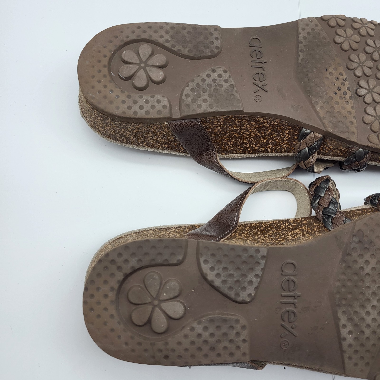 Aetrex Women’s Janey Sport Slide Walking Comfort Sandals Brown Leather Sz 8.5