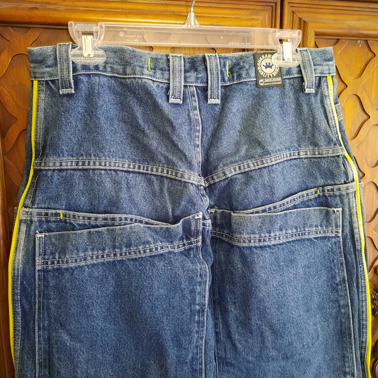 JNCO Vintage 90s NEON Green Stripe Skunk Skater Pipes Wide-Leg Jeans 32×30 Baggy