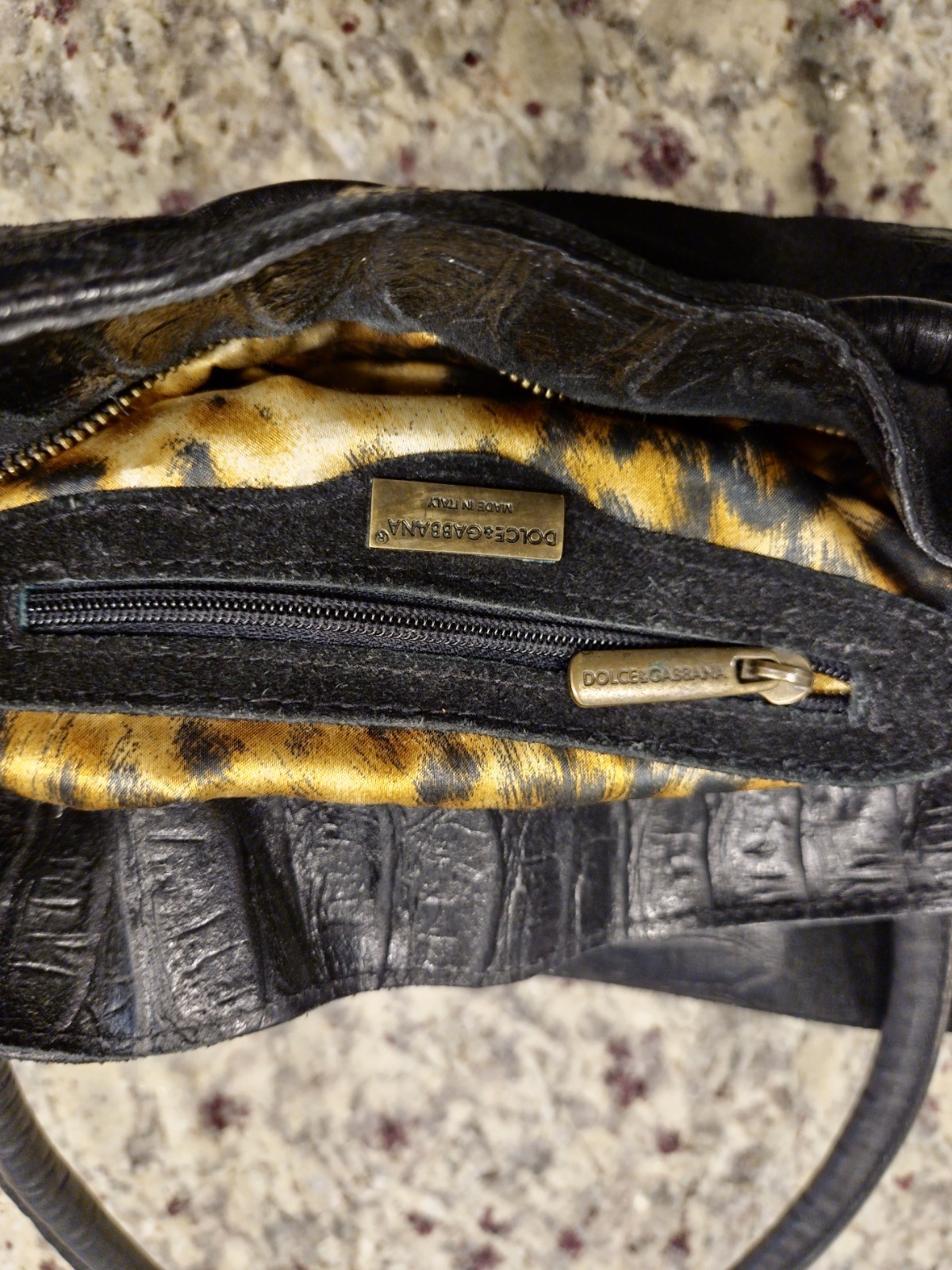 PRE-OWNED Dolce & Gabbana Original Denim Leather And Fur Shoulder Bag Large
