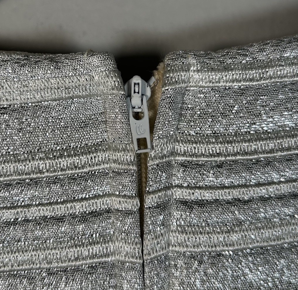 1960s Silver Metallic Stripe Rhinestone Button Dress Jacket Set Deadstock Sz M