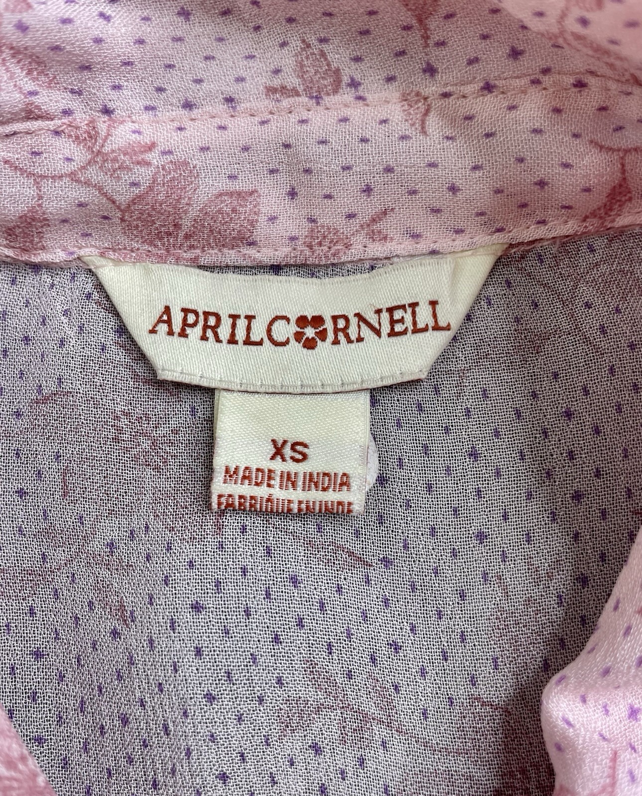 April Cornell Aimee Blouse XS Romantic Georgette Floral Pink Roll Up Lightweight
