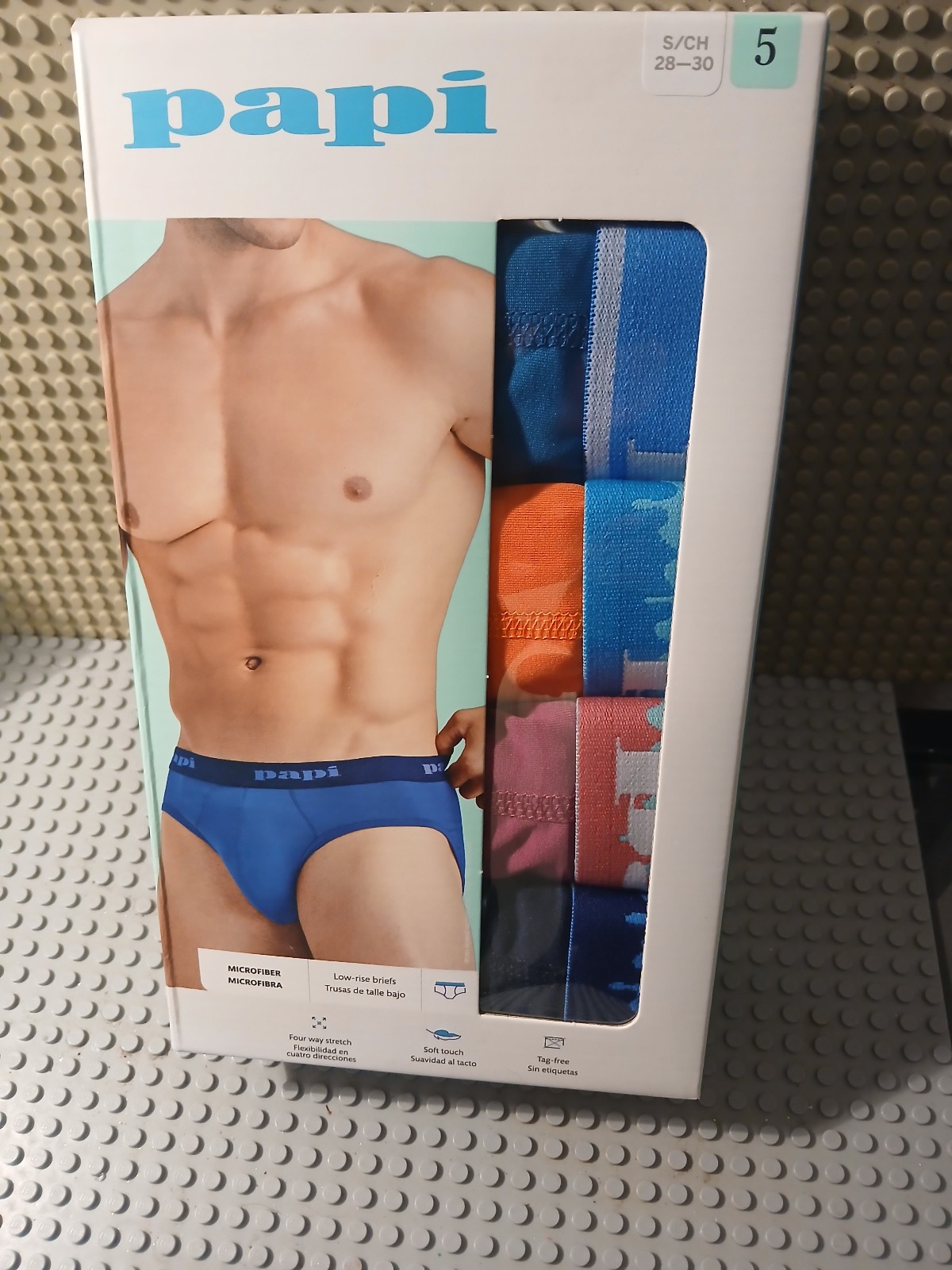 Papi 5- Men’s Microfiber Low Rise Briefs Small 28-30 Assorted-New
