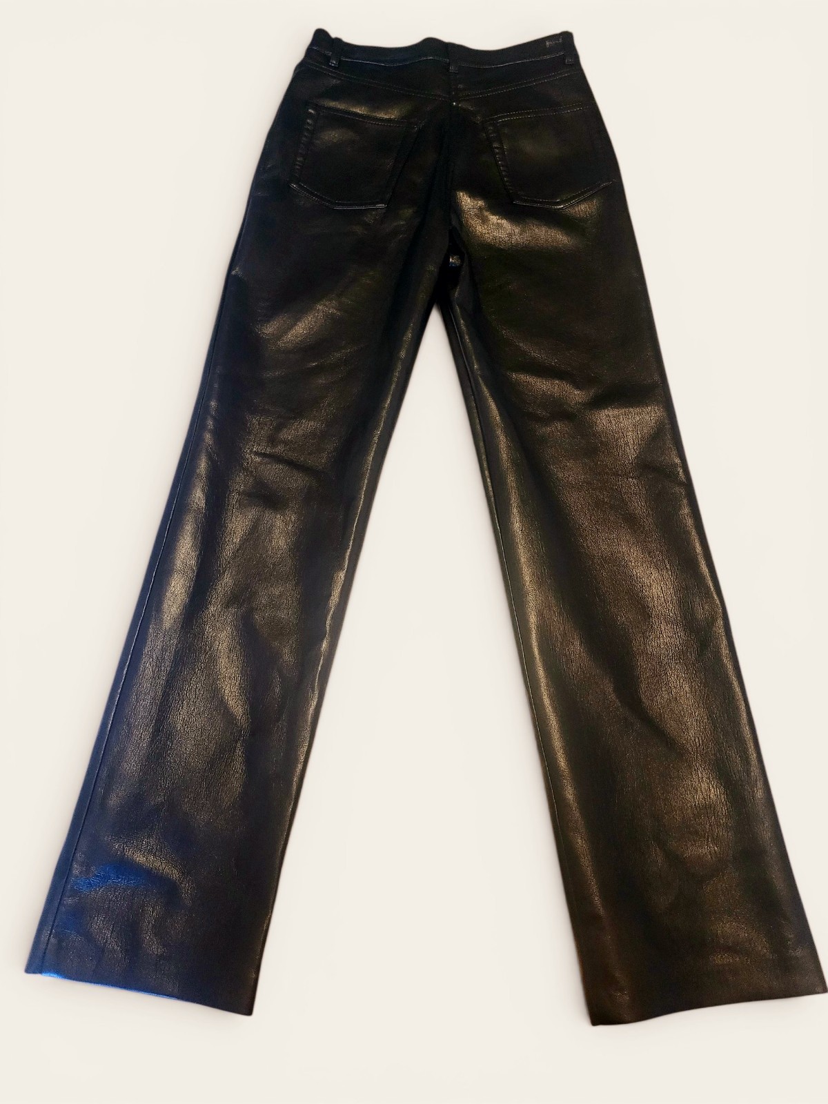 Aritzia Wilfred Melina Pant Vegan Leather Black Straight Leg High Rise Size 0