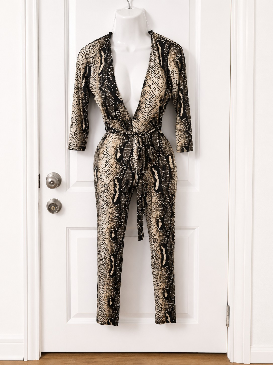 Goodtime USA Snake Print Plunging Belted Jumper – Women’s Small – Made in USA
