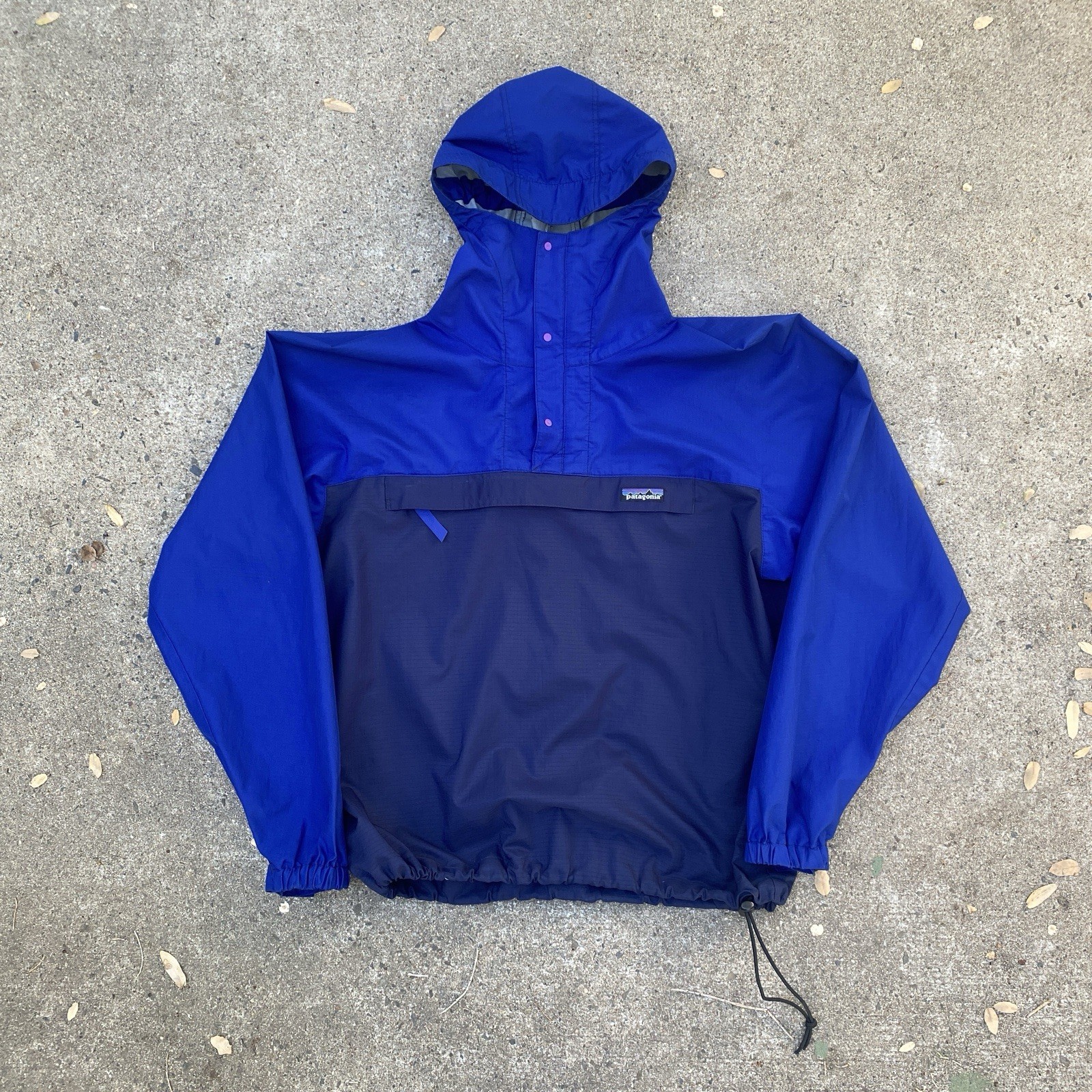 Vintage Patagonia Jacket Windbreaker Parka Blue Size Medium Ripstop Anorak 90s
