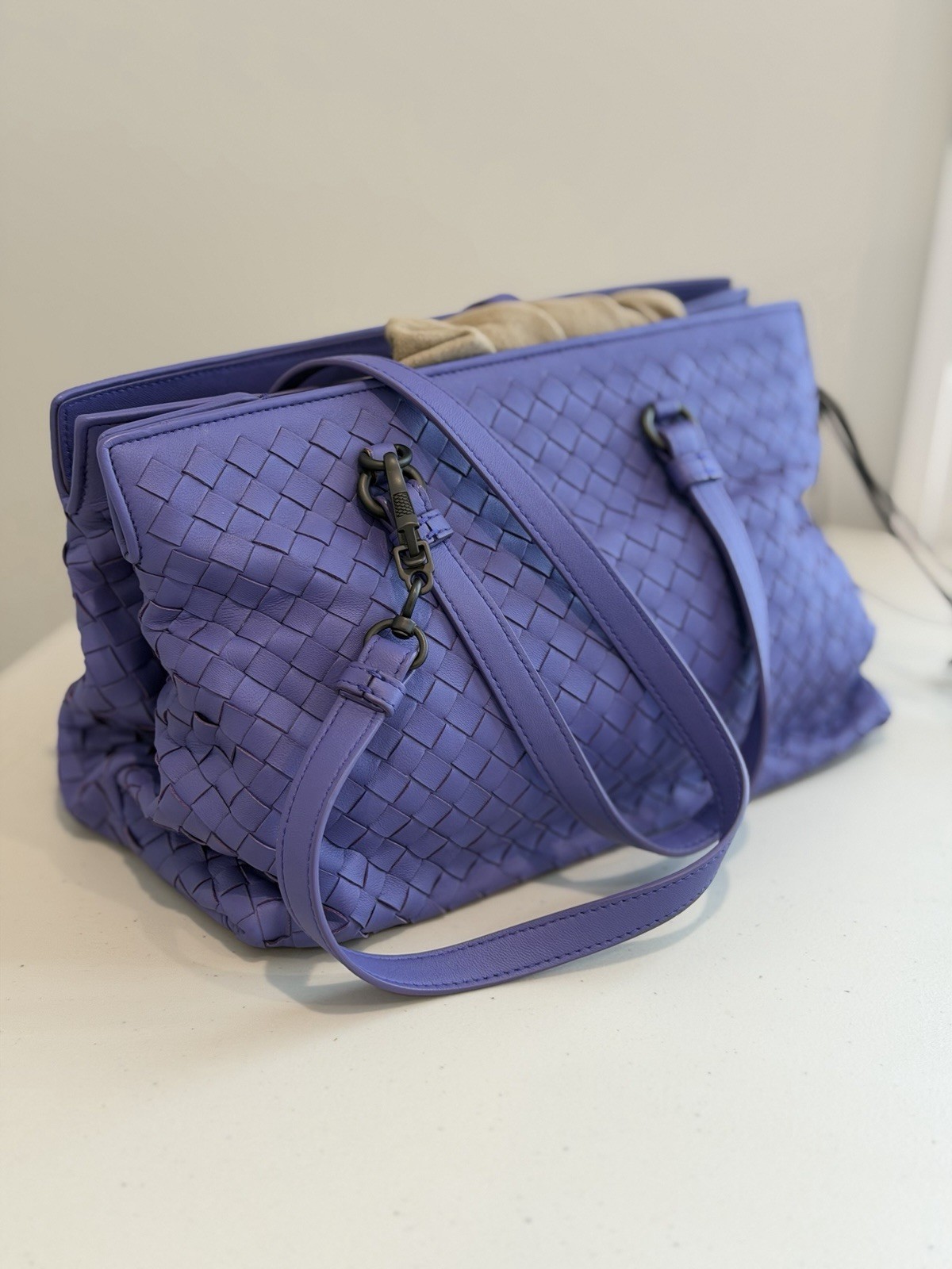Bottega Veneta Pacific Top Handle Shoulder Bag Intrecciato Lavender (New w Tags)