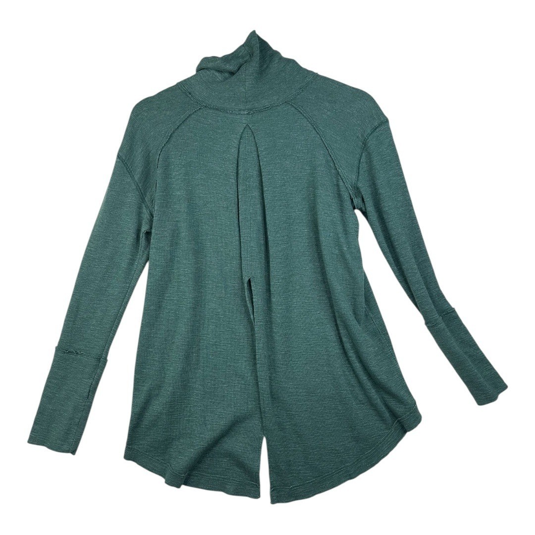 We the Free Split Back Turtleneck Long Sleeve Top size Small Green