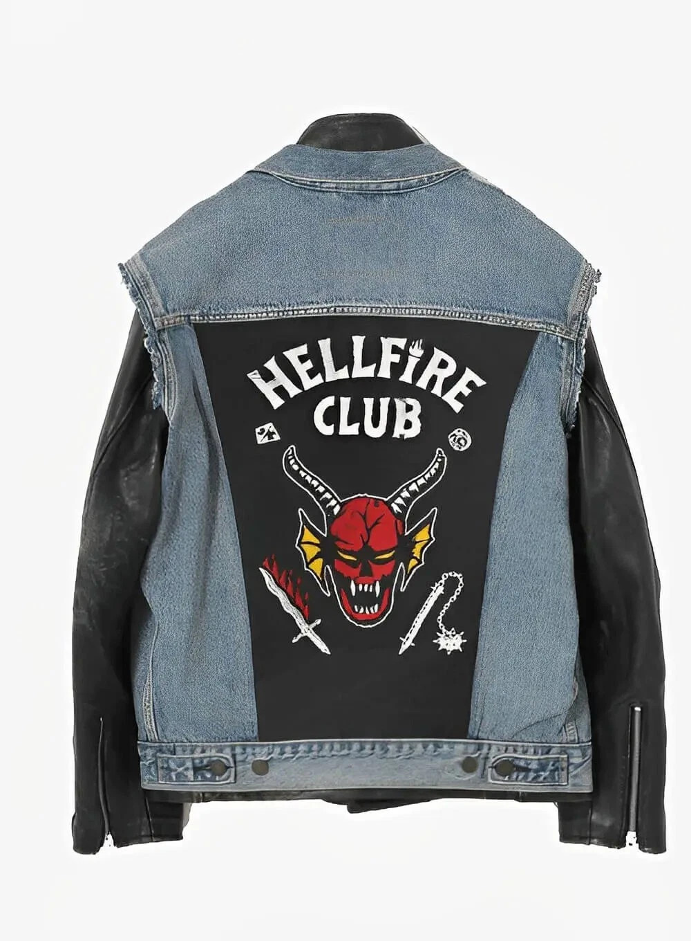 Handmade Stranger Things Eddie Munson Hellfire Club Vest & Black Leather Jacket