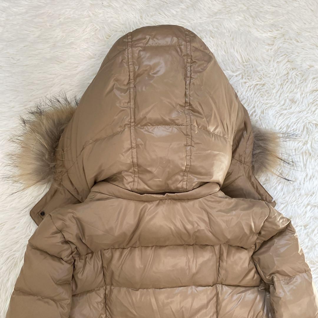 Burberry Blue Label down coat with raccoon Nova check pattern size 38