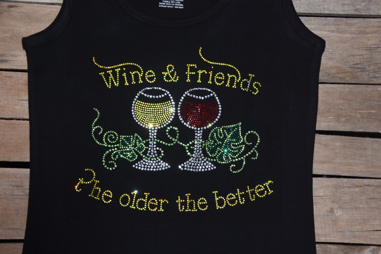 Wine & Friends rhinestone bling shirt or tank XS S M L XL XXL 1X 2X 3X 4X 5X