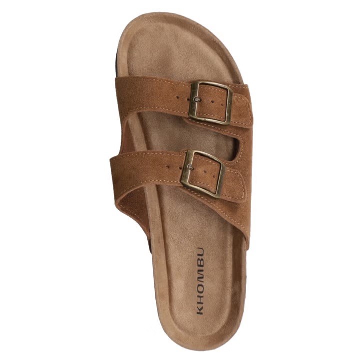 Khombu Womens Cork Footbed Buckle Slide Sandals Brown Size 7 NWT