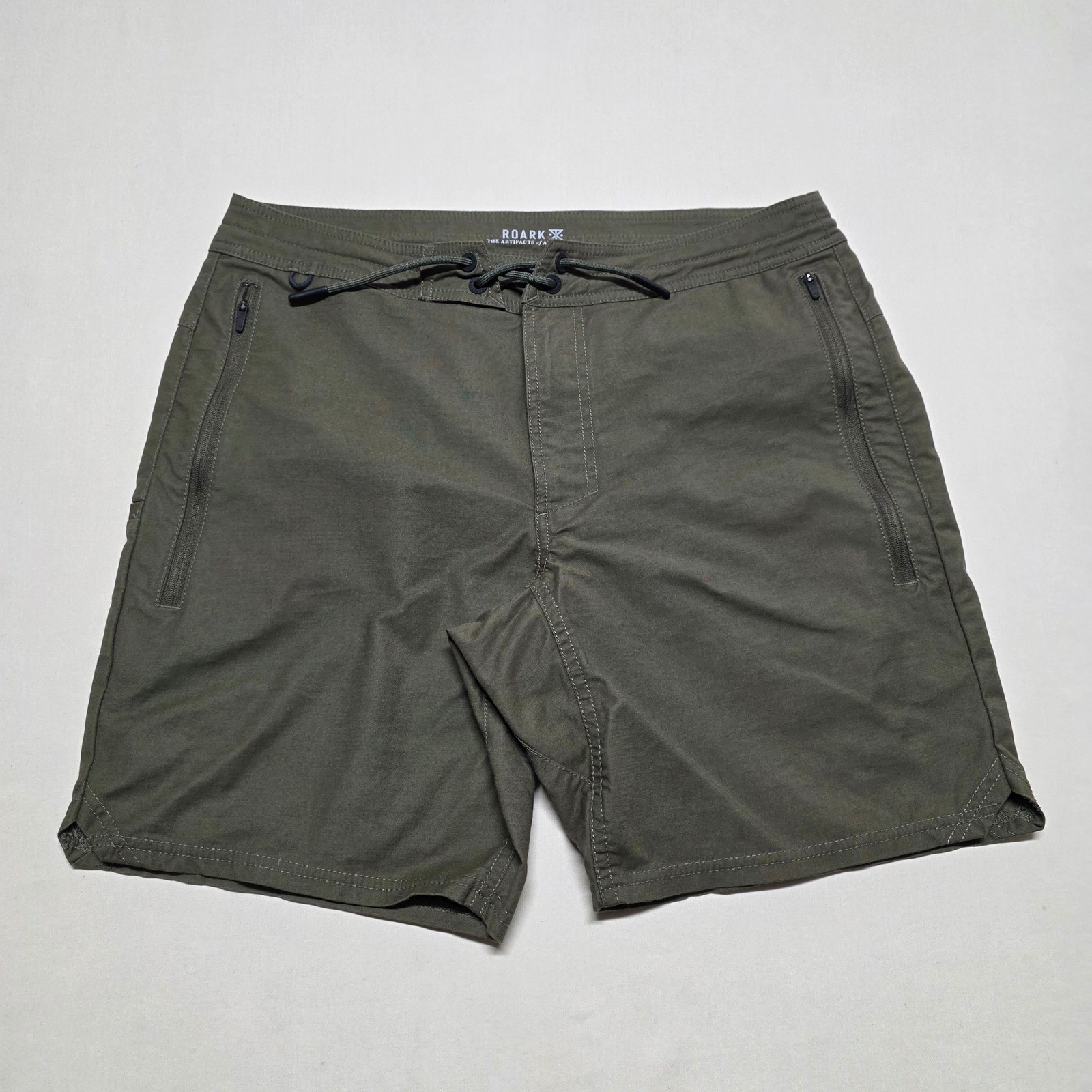 Roark Men 31 Olive Adventure Hybrid Chinos Shorts Outdoor Sports Above Knee