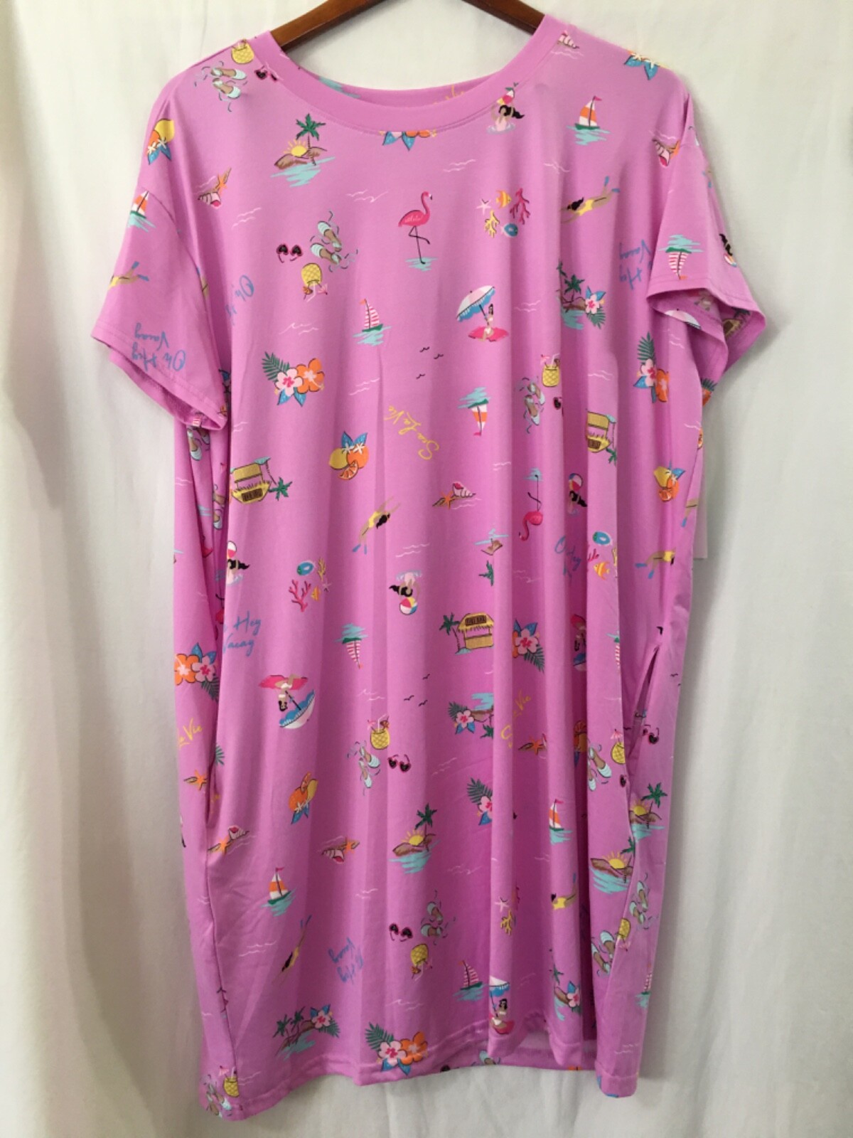 New Joyspun Women Summer Beach Nightshirt Nightgown Lilac L-XL,2X-3X