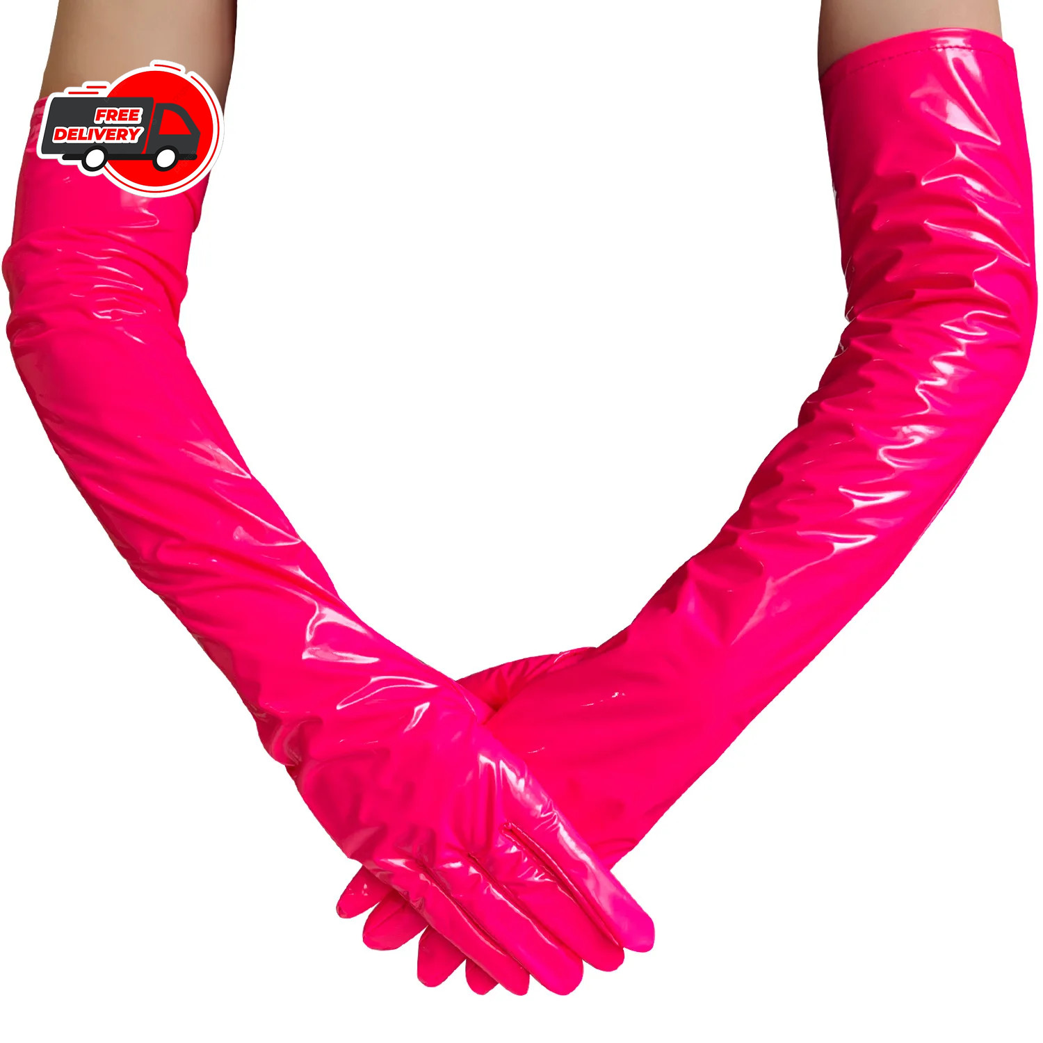 Patent Leather Gloves Opera Length Gothic Cosplay Nightclub Stage Women Glove