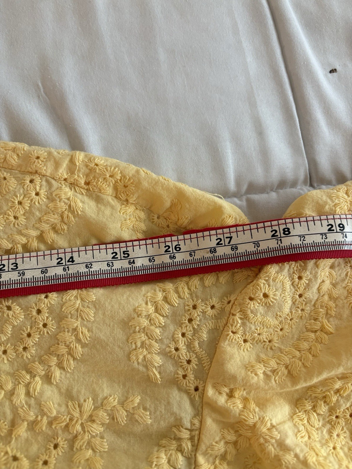 Liz Claiborne SIZE XL Yellow Floral Embroidered Ruffle Tiered Sleeve Top COTTON