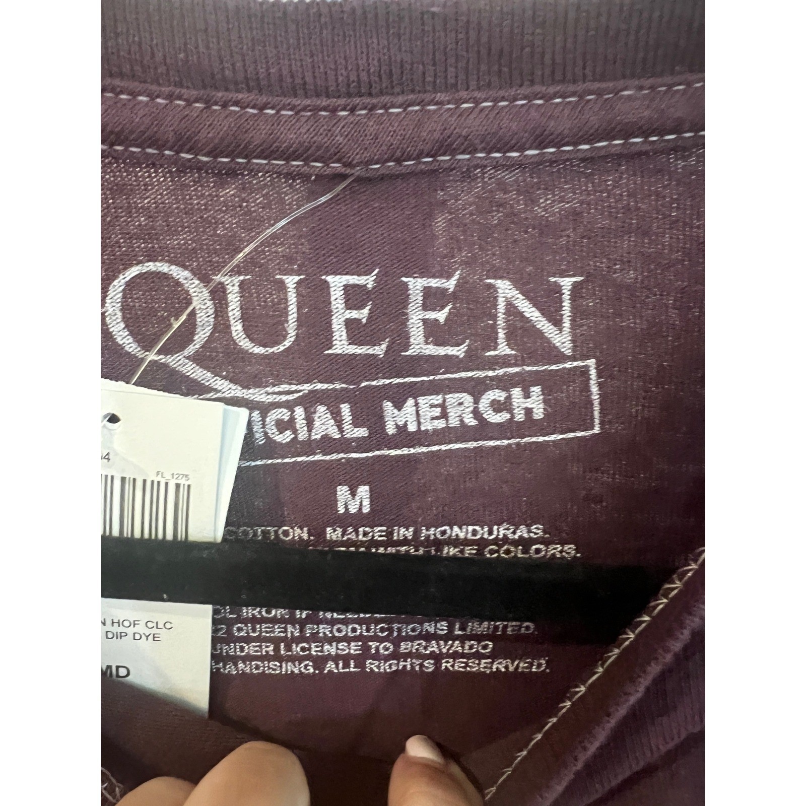 Queen NWT Tour 75 Band Tee Official Merch Dip Dye Bleach Wash Burgundy Shirt M