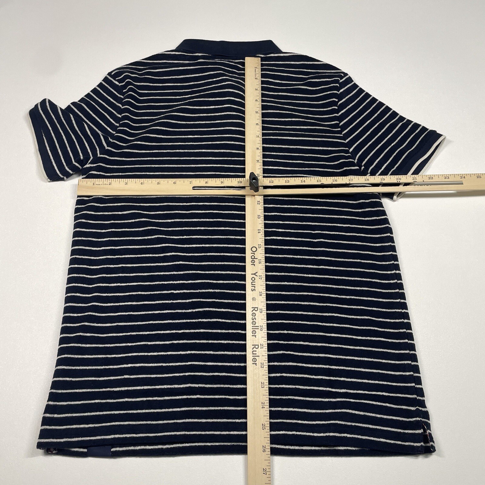 Ben Sherman Shirt Men’s Small Navy White Stripe Short Sleeve Textured Polo NEW