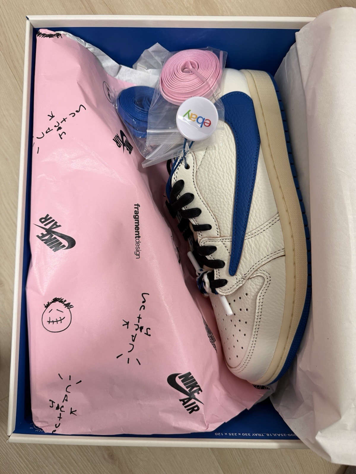 Jordan 1 Low OG SP Fragment x Travis Scott Sail Military Blue – Men’s Size 12 ✅