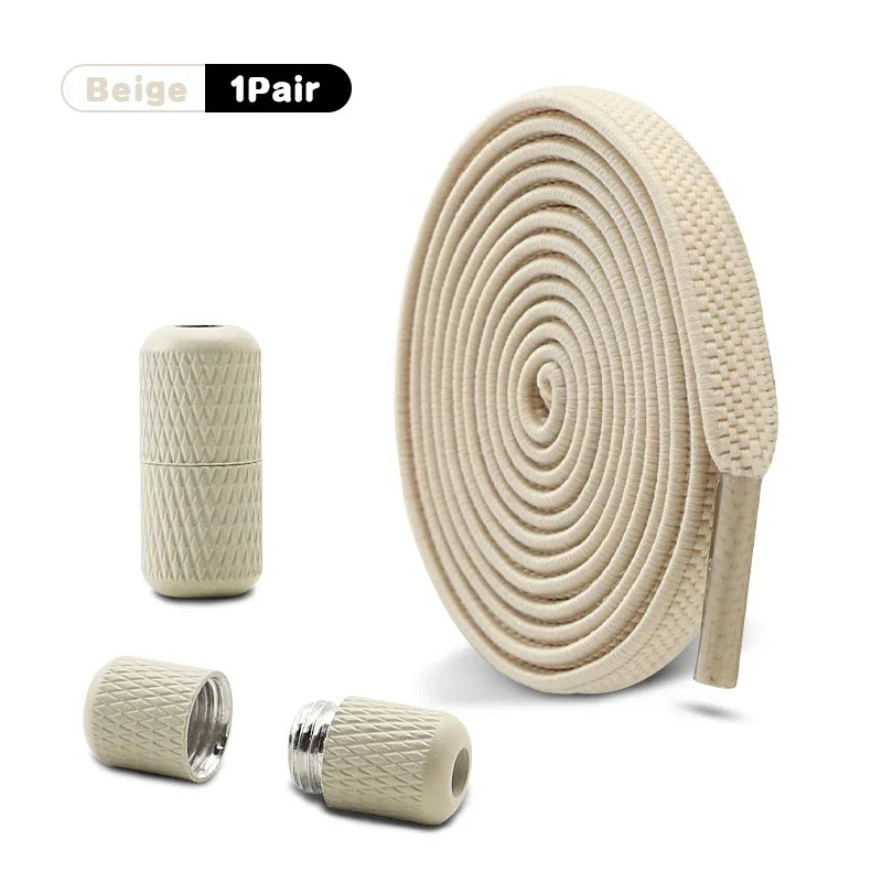 1/2 Pair Flat Elastic Shoe Laces Kids Adult Quick Shoelace Metal Capsule Buckle
