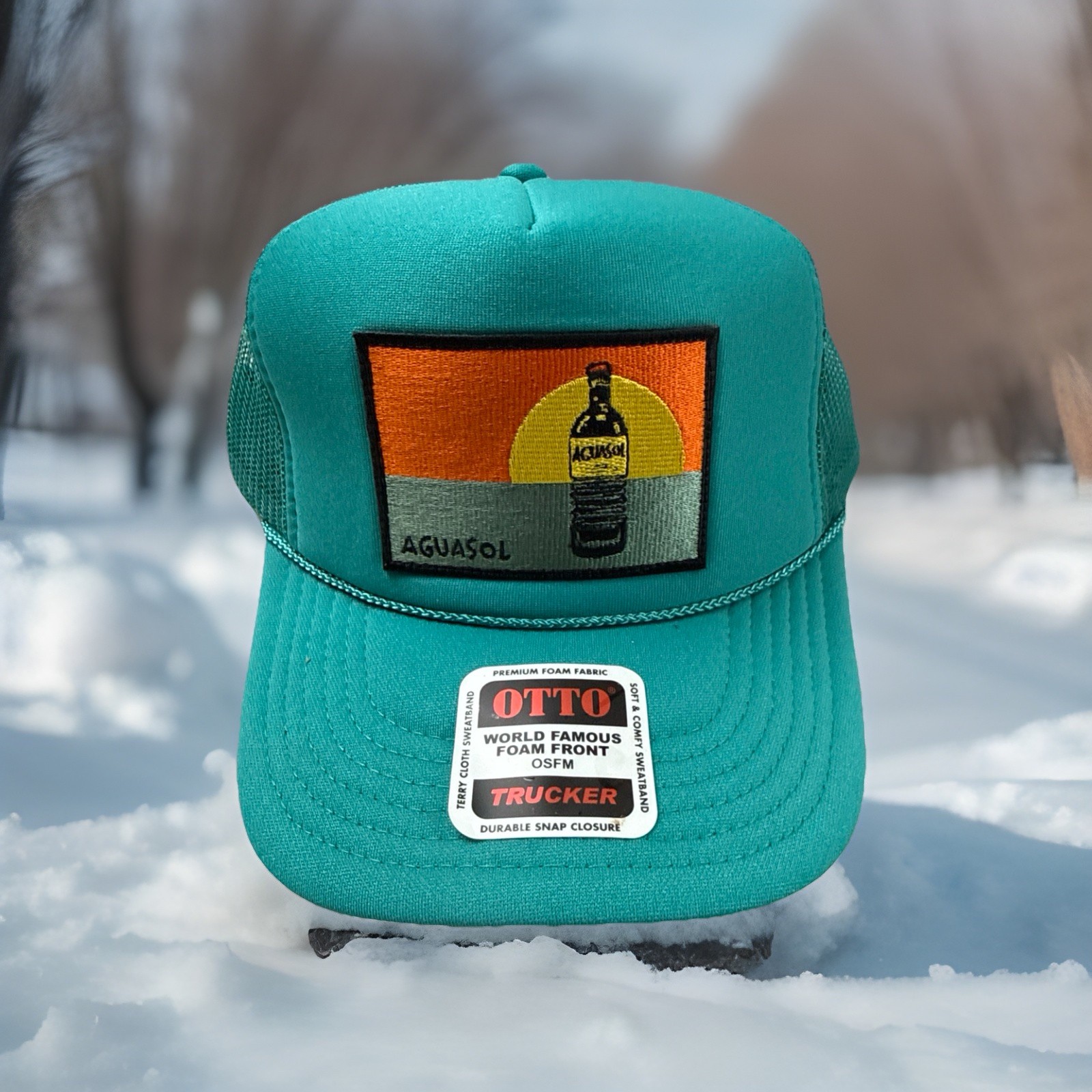 Aguasol Trucker Hat OTTO Foam Front Snapback Teal Mesh OSFM New
