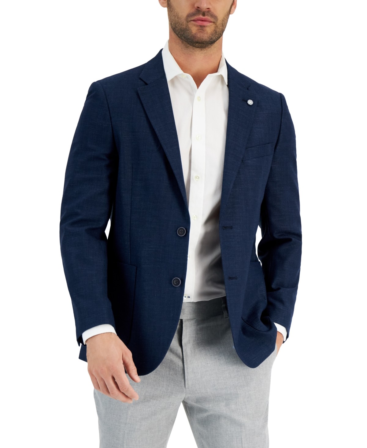 Nautica Mens Modern fit Sport Coat Blazer 38 R Navy Blue Solid Stretch