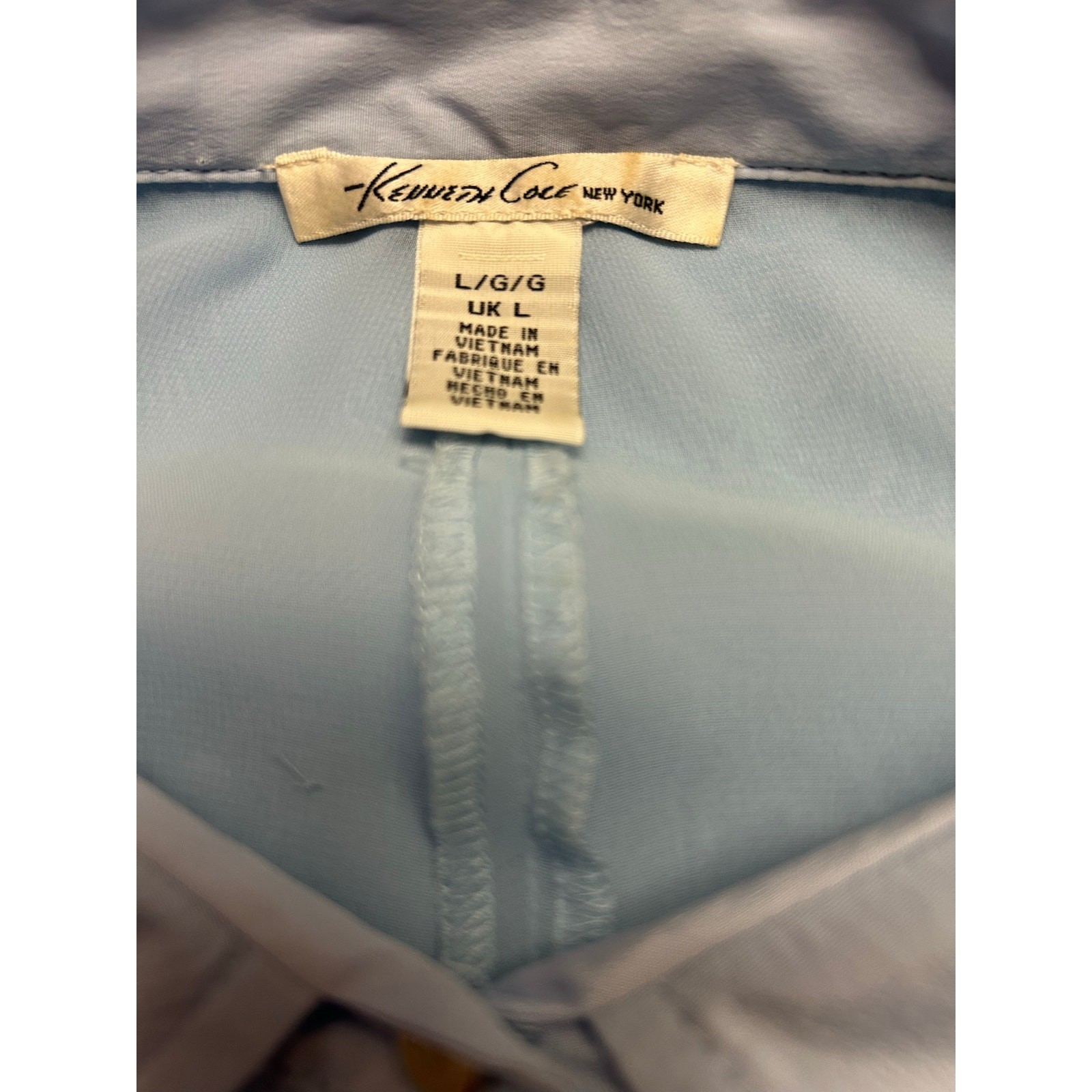 Kenneth Cole New York Light Blue Sleeveless Chiffon Blouse High Low Hem L