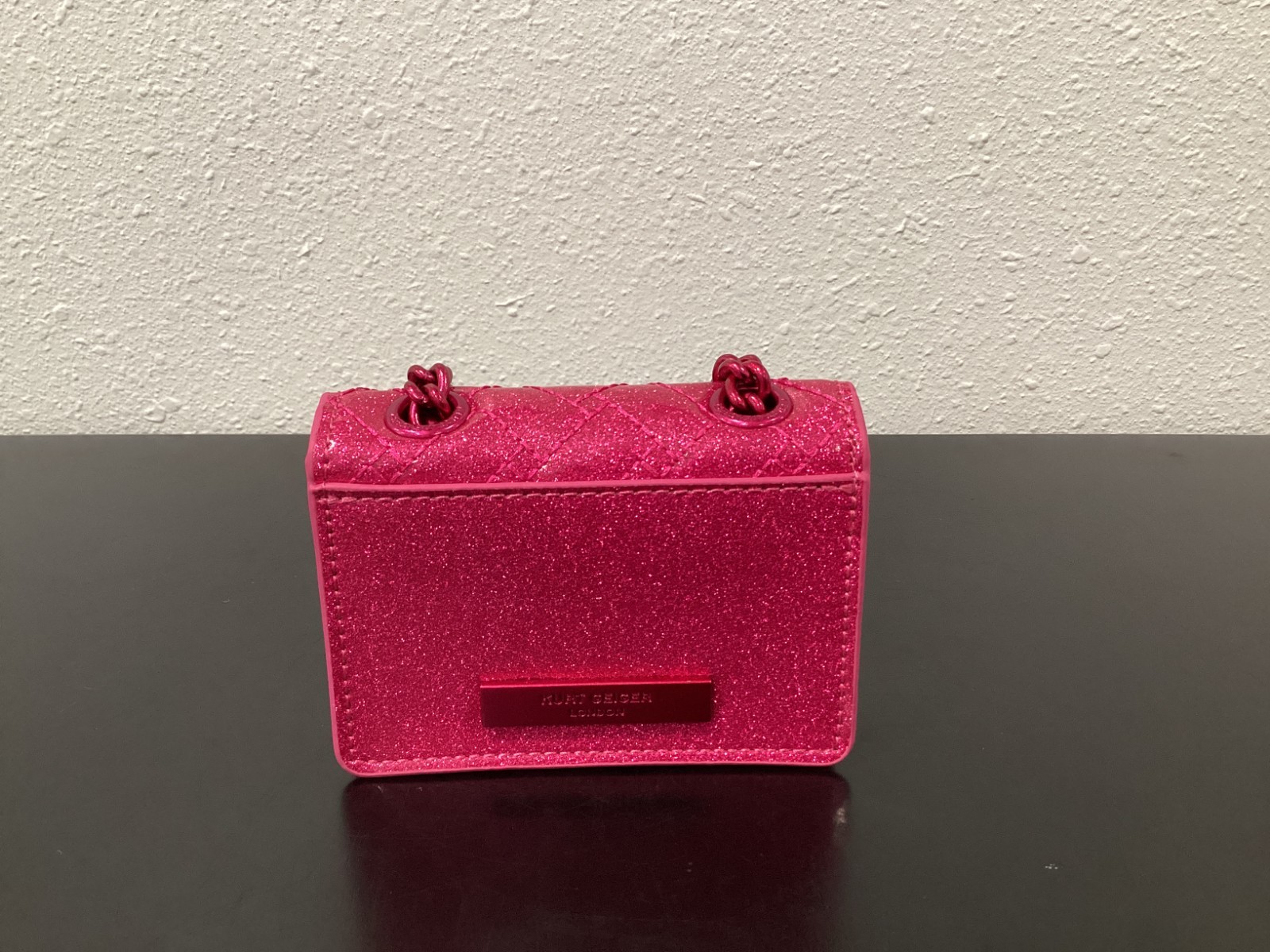 Kurt Geiger MICRO TINY Glitter 4.25″ x 3″ x 1″ Drench Pink Synthetic Brand New
