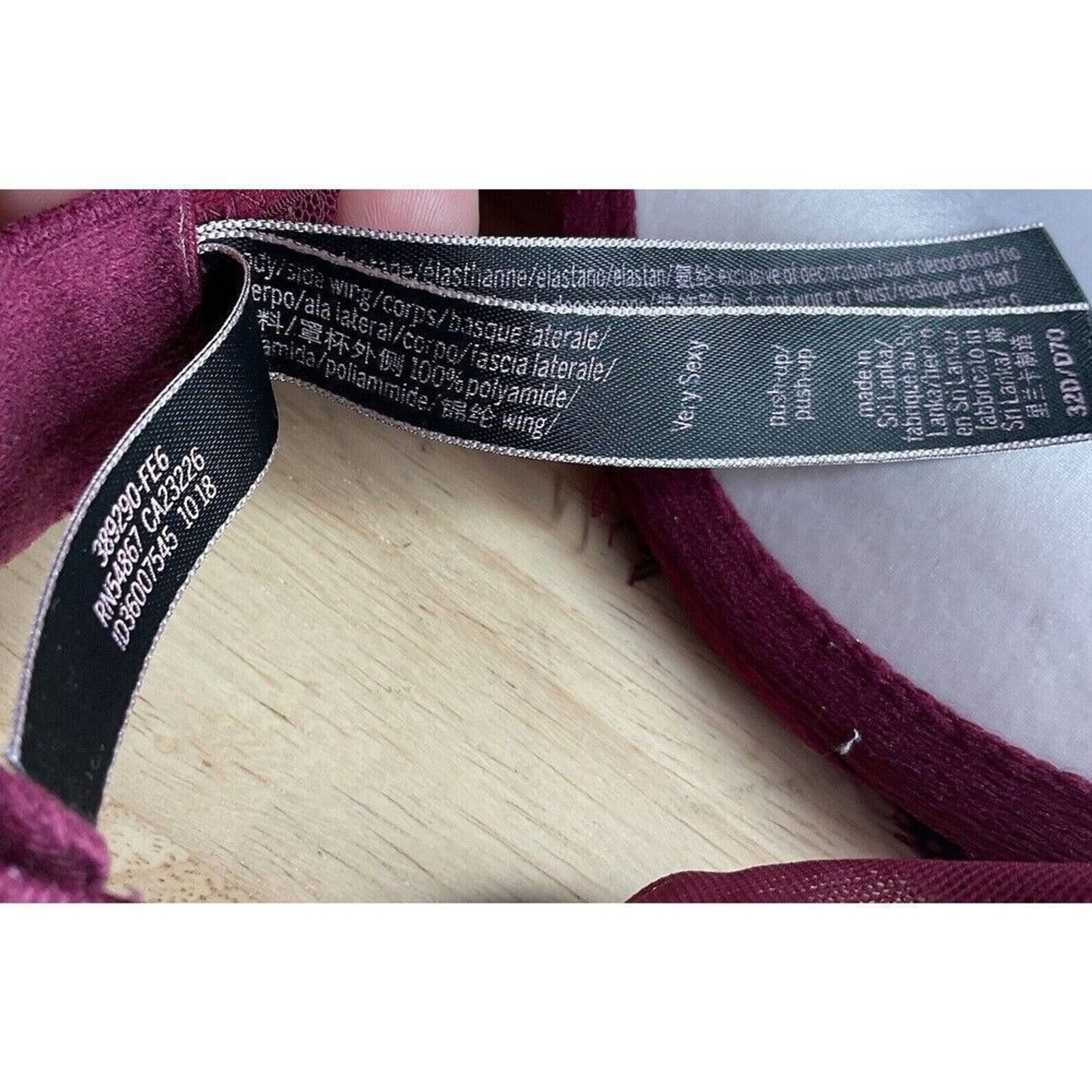 Victoria’s Secret Very Sexy Burgundy Lace Padded Push Up Bra Women 32D Sri Lanka
