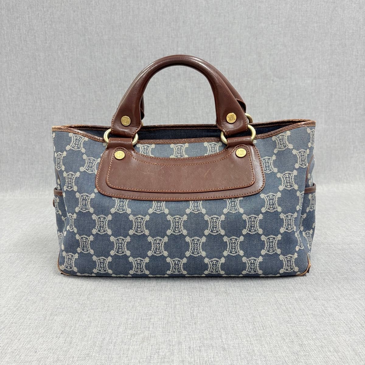 CELINE Boogie Bag Trionf Denim Handbag Canvas Blue Authentic
