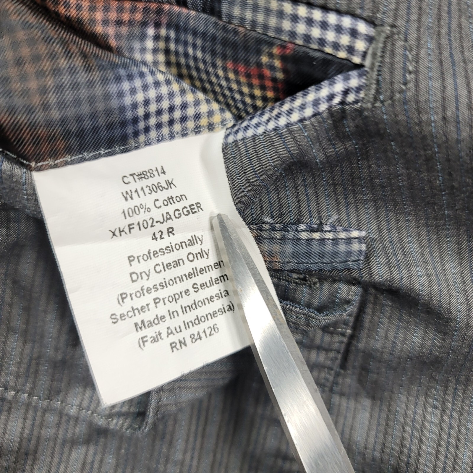 Kroon Lightweight Sport Coat Mens 42R 42 Grey Stripe Cotton Jagger