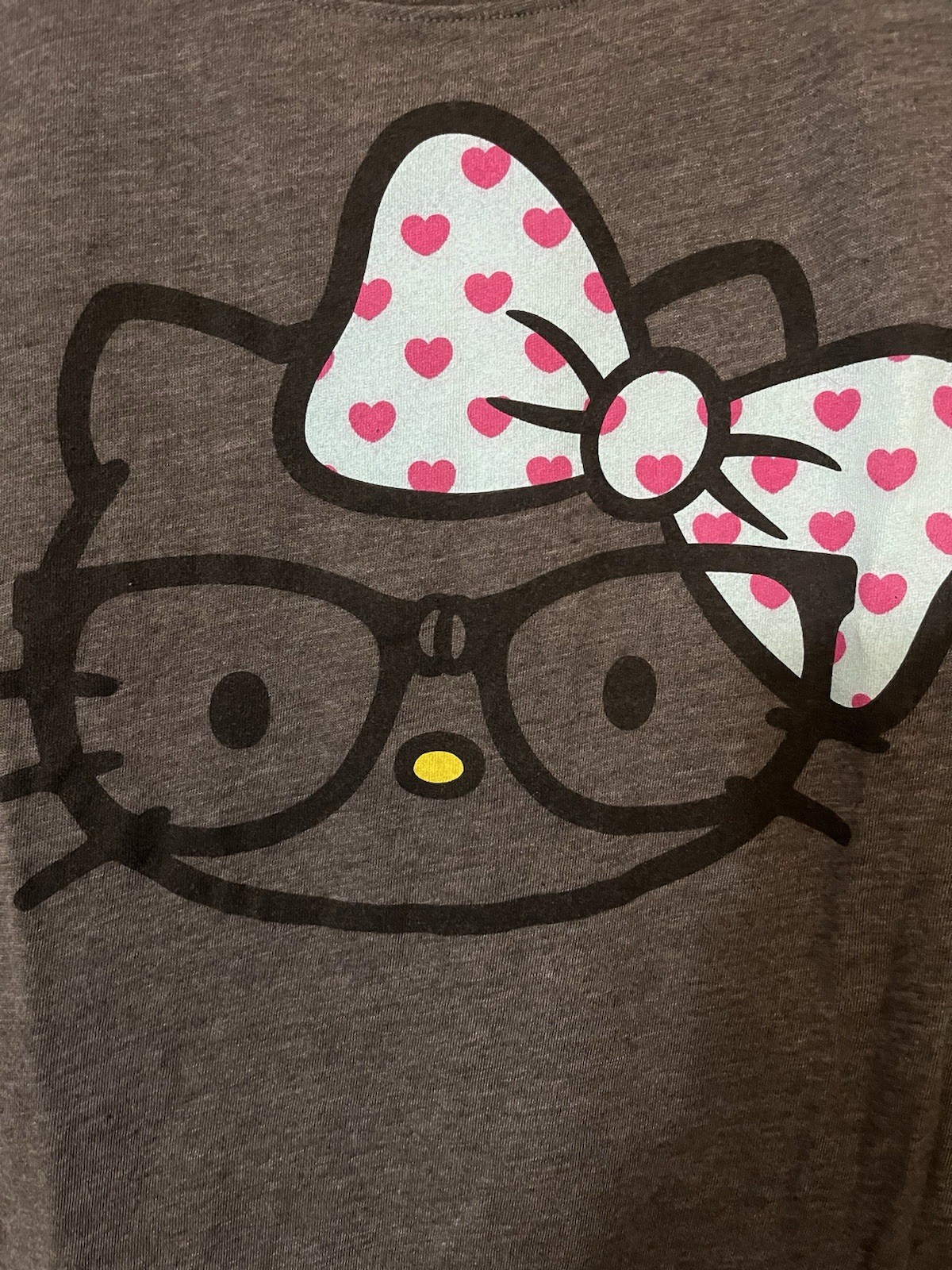 Sanrio Hello Kitty Wearing Glasses Shirt ,Dark Gray Size XL Poke Dots