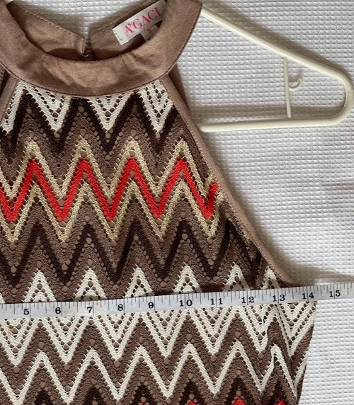A’Gaci Multicolor Chevron Patterned Halter Neckline Women’s Tank Top SZ S