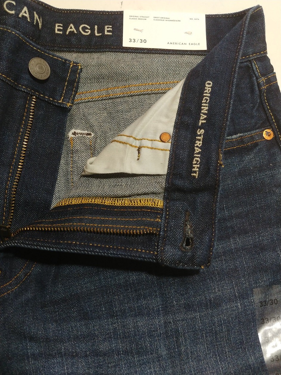 NWT American Eagle Men’s NO STRETCH Classic Original Straight Jean【33 x 30】D476