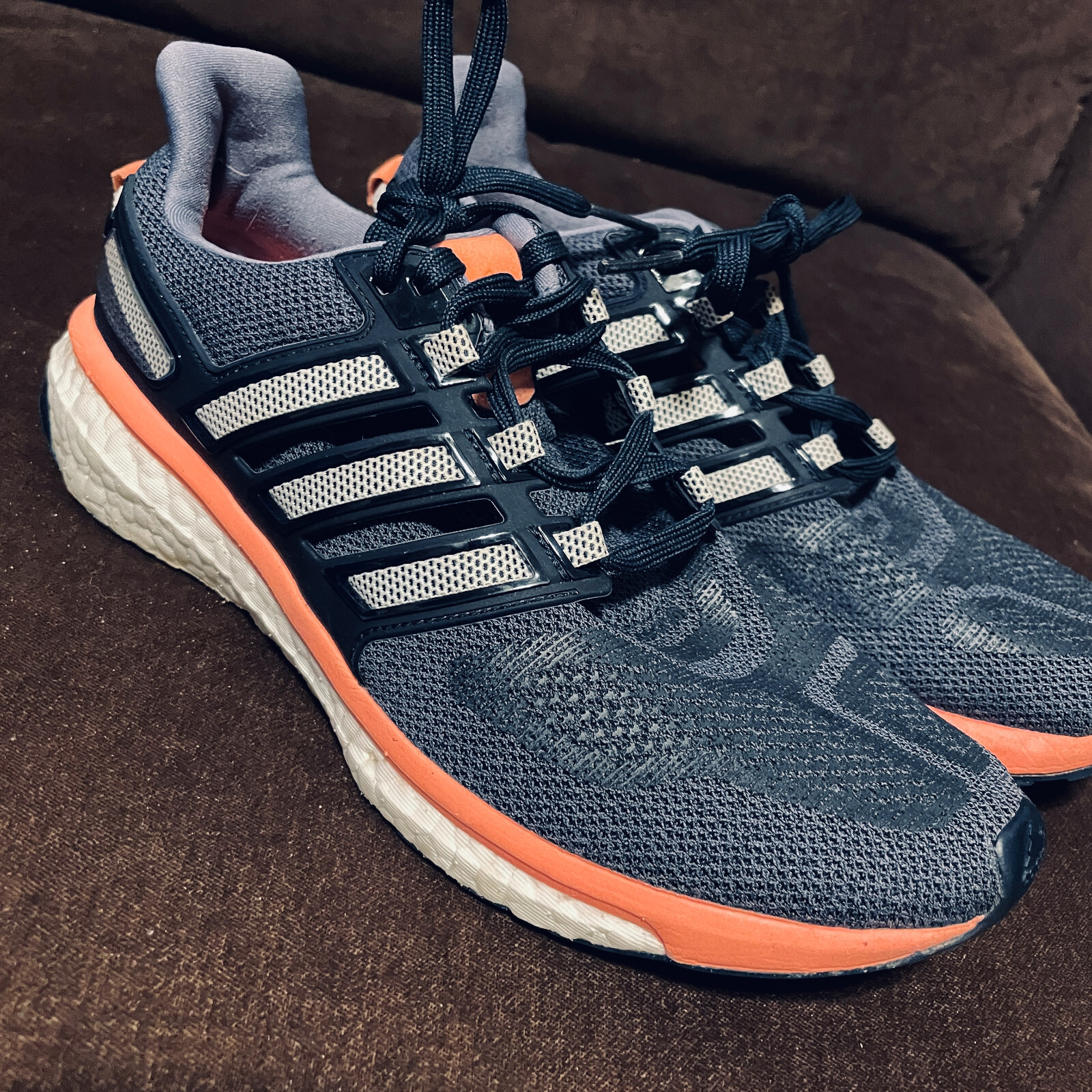 Adidas Energy BOOST 3 Womens 8.5 40 2/3 Dark Navy Blue Salmon Orange